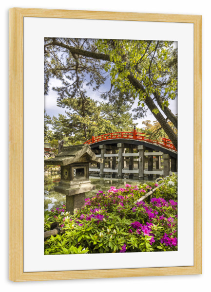 Poster mit Rahmen kiefer "Taiko-bashi Brücke Osaka" artboxONE - Architektur,Reise / Asien