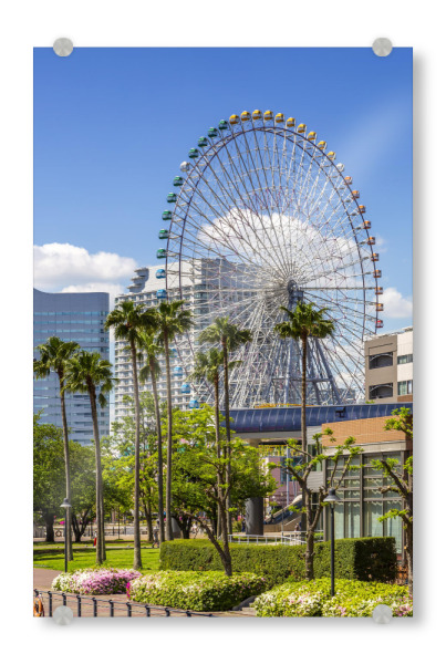 Acrylglasbild "Yokohama Skyline mit Riesenrad" artboxONE - Architektur,Reise / Asien,Städte / Weitere