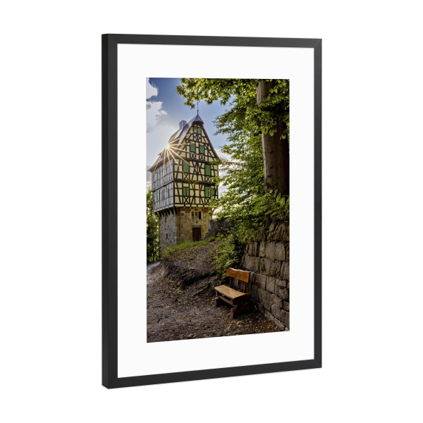 Poster mit Rahmen Schwarz (Metallic) "Herzogstuhl im Rieseneck" artboxONE - Architektur