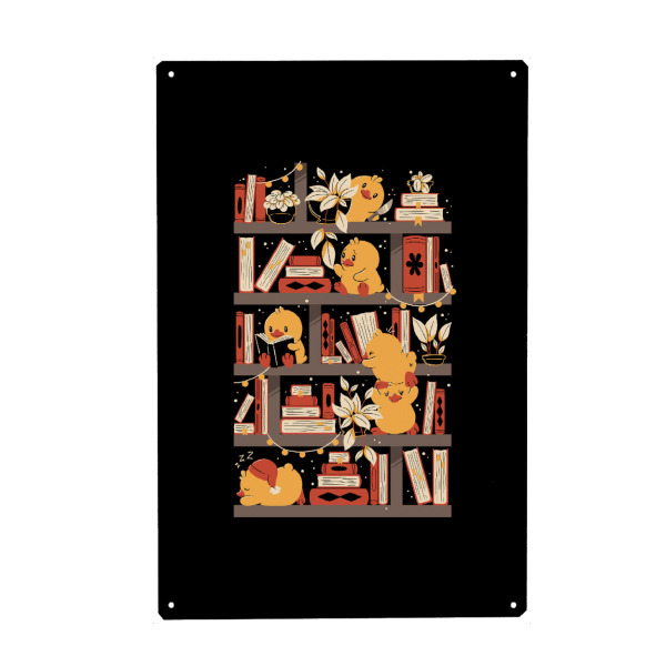 Metall Poster "Kawaii Duck Library" artboxONE - Tiere