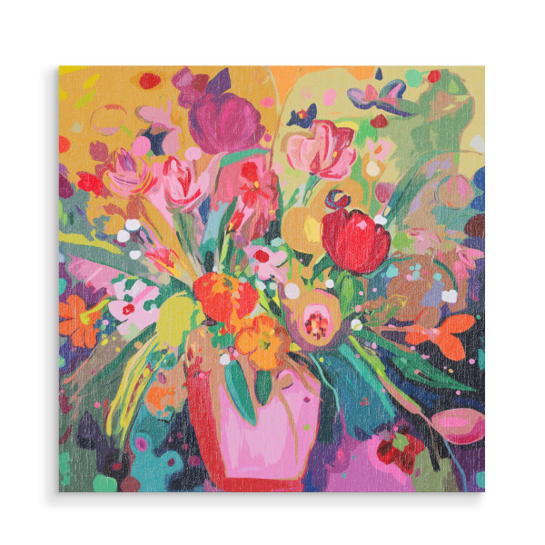 Holzbild "Blumen Popart mit Vase" artboxONE - Natur,Floral,Abstrakt