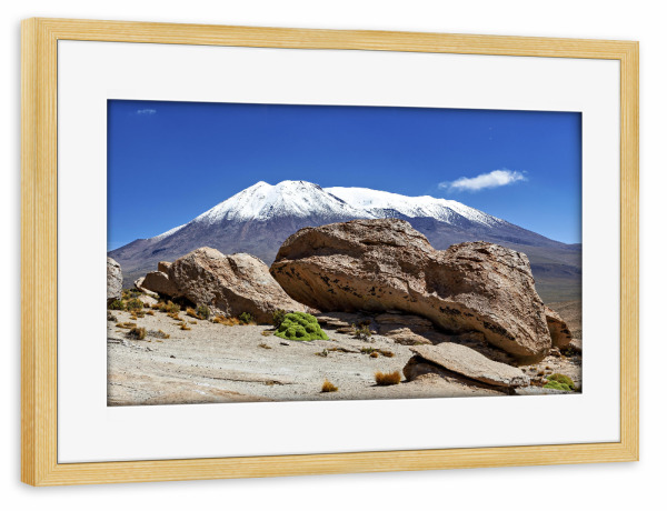 Poster mit Rahmen kiefer "Anden des Altiplanos" artboxONE - Natur,Reise - Bolivien,Anden,Altiplano,Vulkan,Berg,Landschaft,Natur,Berggipfel,Südamerika