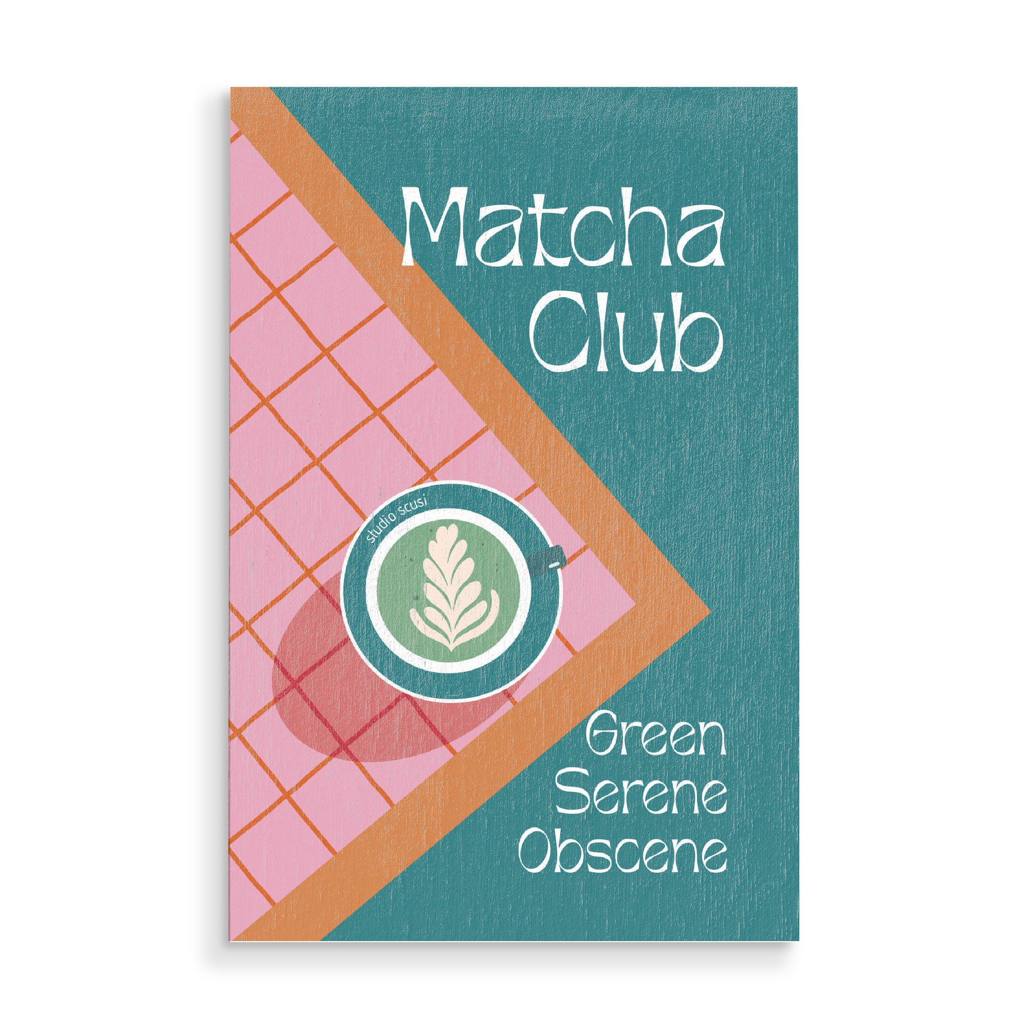Holzbild "Matcha Club - Green" artboxONE - Essen & Trinken - Matcha,Cup,Table,Top down,Coffee,Green,Matcha latte
