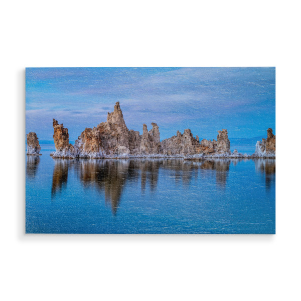 Holzbild "Kleiderbildung am Mono -See" artboxONE - Natur - Kalifornien,Mono lake,Usa,Staaten,Natur,See,Blau,Formationen,Reflexion,Spiegel,Wahrzeichen