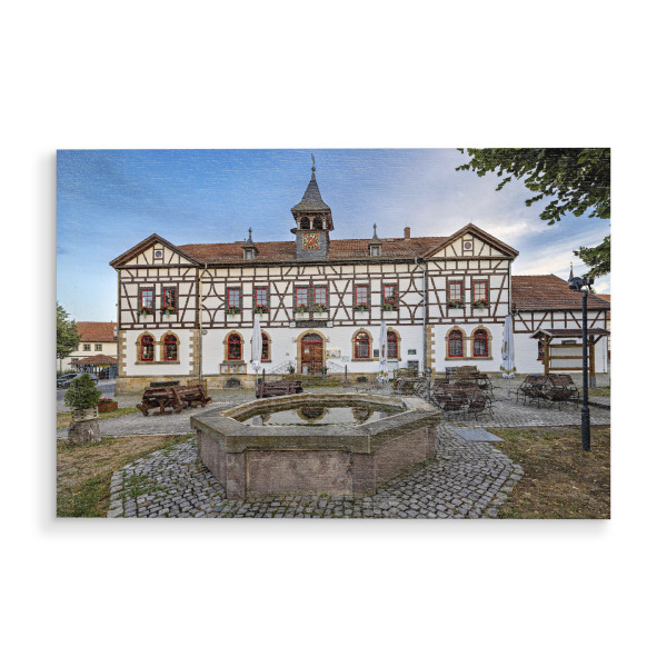 Holzbild "Historisches Fachwerkhaus" artboxONE - Architektur - Thüringen,Mühlberg,Fachwerkhaus,Dorf,Dorfstraße,Wachsenburg,Ilmkreis,Erfurt,Gotha