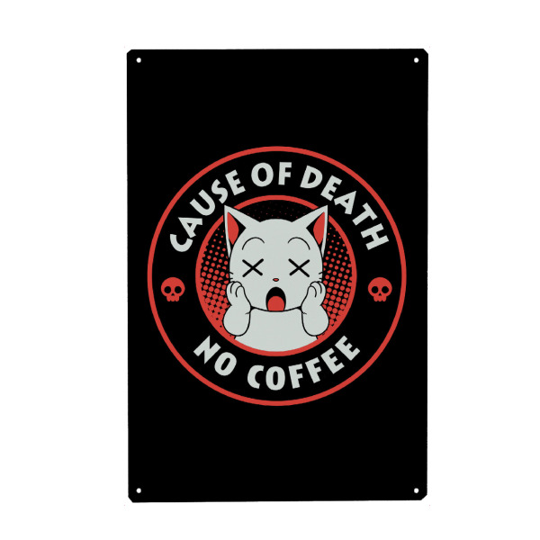 Holzbild "Todesursache keine Kaffeekatze" artboxONE - Tiere,Essen & Trinken