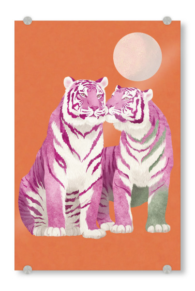 Acrylglasbild "Tigerpaar bei Mondschein" artboxONE - Natur,Tiere,Liebe