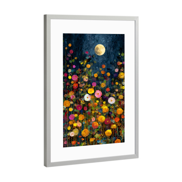 Poster mit Rahmen Silber "Blumen Nacht B, Klimt (matart)" artboxONE - Natur