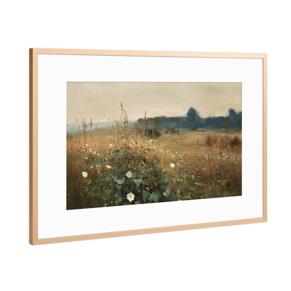 Poster mit Rahmen Kupfer "Wiesenruhe in Erdtönen" artboxONE - Natur,Floral,Abstrakt