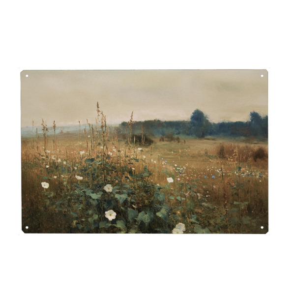 Metall Poster "Wiesenruhe in Erdtönen" artboxONE - Natur,Floral,Abstrakt