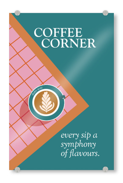 Acrylglasbild "Coffee Corner Latte Art" artboxONE - Essen & Trinken - Coffee,Cafe,Kaffee,Barista,Bar,Latte,Cappuccino,Espresso,Italien