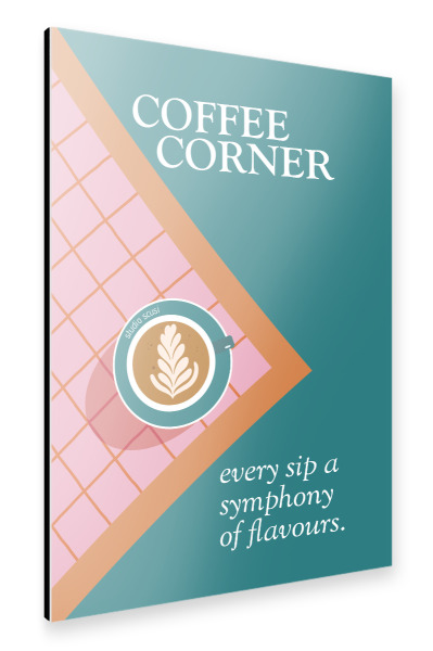 Alu-Dibond "Coffee Corner Latte Art" 30x20 cm artboxONE