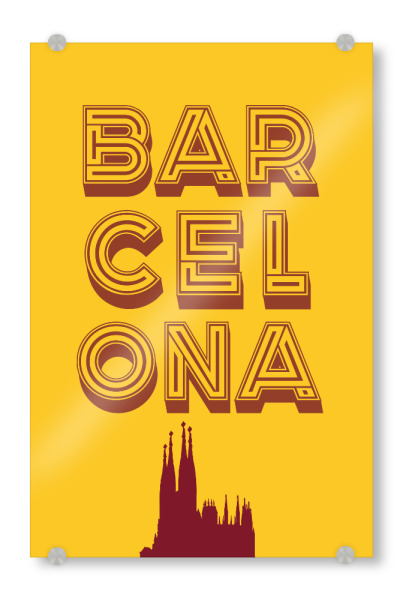 Acrylglasbild "Barcelona Typo" artboxONE - Typografie,Städte / Barcelona - Barcelona,Spain,Spanien,Sagrada familia,Typo,Typografie,Pop art,Landmark