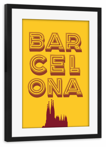 Poster mit Rahmen schwarz "Barcelona Typo" artboxONE - Typografie,Städte / Barcelona