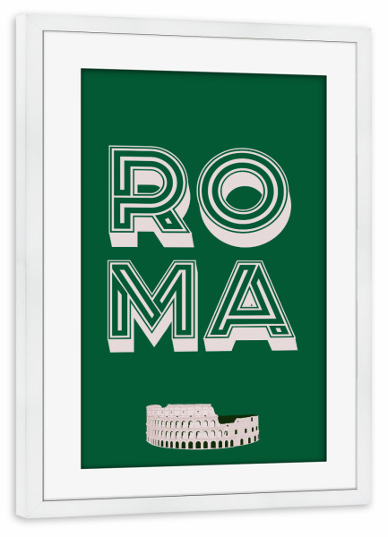 Poster mit Rahmen weiß "Rom Typo" artboxONE - Typografie,Städte / Rom