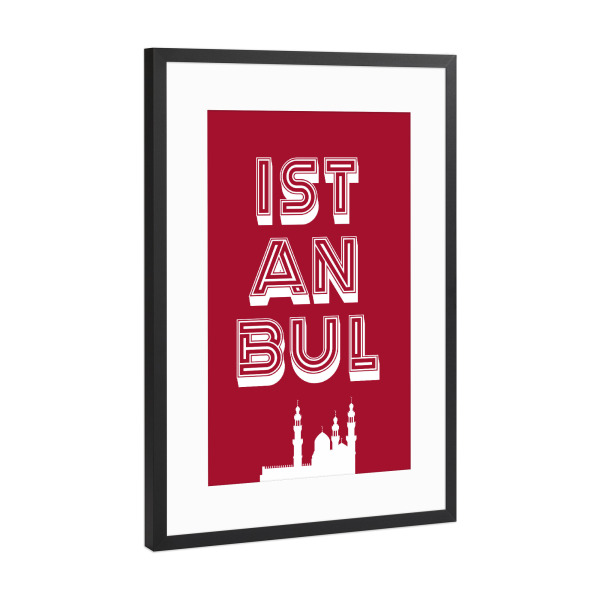 Poster mit Rahmen Schwarz (Metallic) "Istanbul Typo" artboxONE - Typografie,Städte / Istanbul