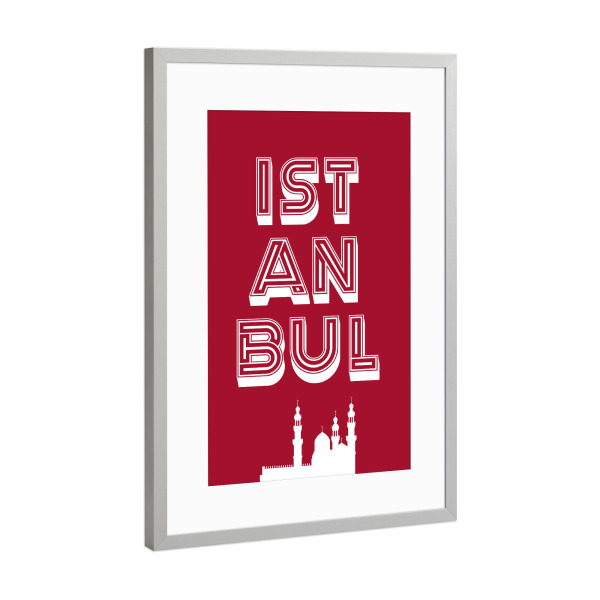 Poster mit Rahmen Silber "Istanbul Typo" artboxONE - Typografie,Städte / Istanbul