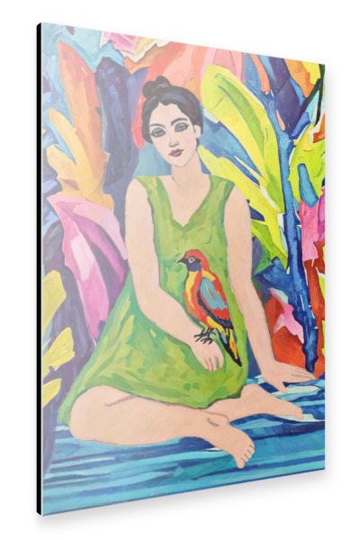 Alu-Dibond "Frau und tropischer Vogel" 75x50 cm artboxONE
