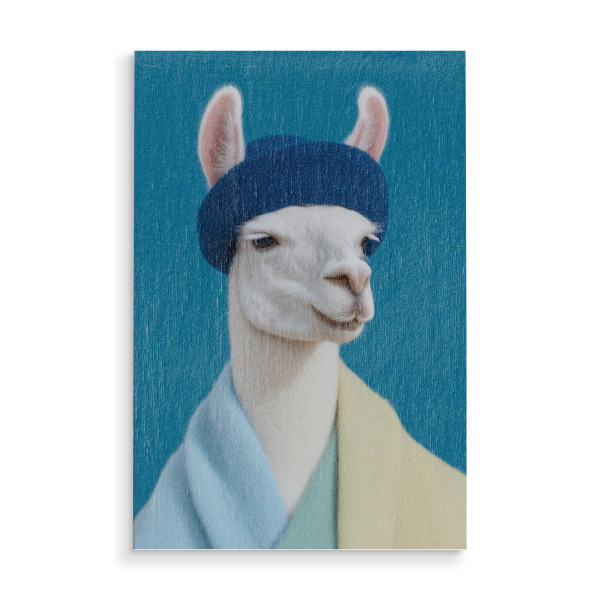 Holzbild "Stilvoller Lama-Charme" artboxONE - Tiere,Fashion,Lustig