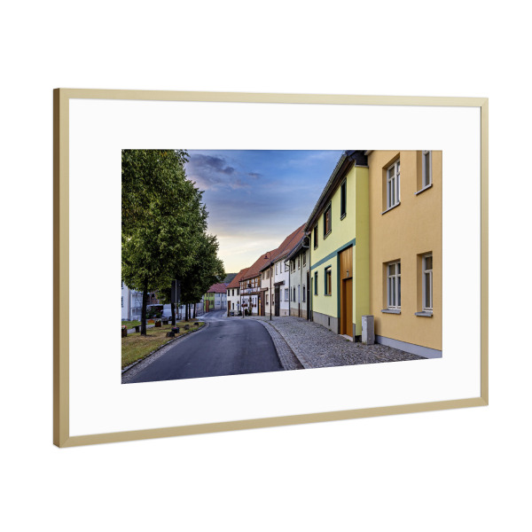 Poster mit Rahmen Gold "Mühlberg in Thüringen" artboxONE - Architektur