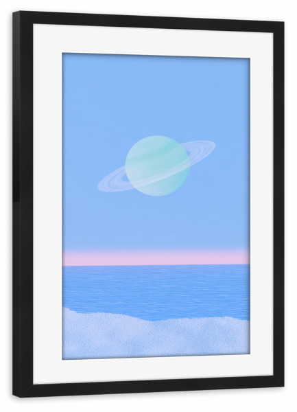 Poster mit Rahmen schwarz "Blaue Planet Galaxie" artboxONE - Natur,Geometrie,Galaxy