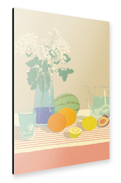 Alu-Dibond "Zitrus Tisch mit Melone" 75x50 cm artboxONE
