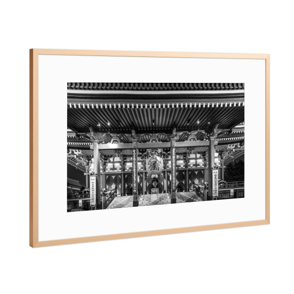 Poster mit Rahmen Kupfer "Senso-ji Tempel im Detail" artboxONE - Schwarzweiß,Architektur,Städte / Tokio