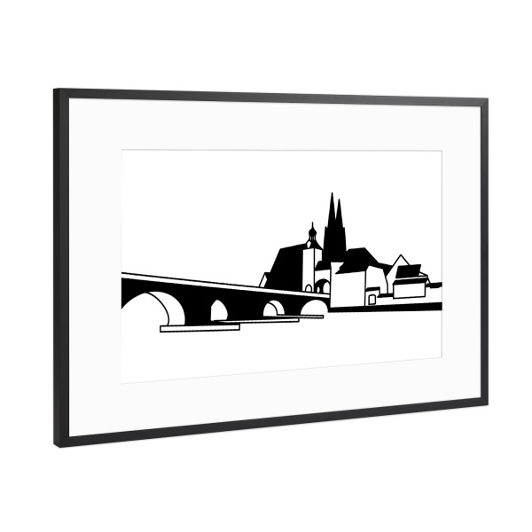 Poster mit Rahmen Schwarz (Metallic) "Regensburg Oberpfalz" artboxONE - Reise,Architektur,Städte / Weitere