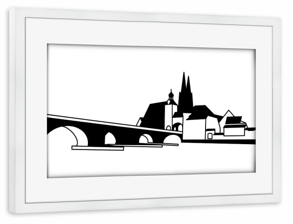 Poster mit Rahmen weiß "Regensburg Oberpfalz" artboxONE - Reise,Architektur,Städte / Weitere