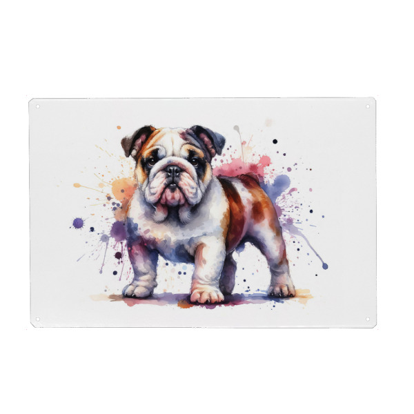 Holzbild "Watercolor Bulldog Portrait" artboxONE - Tiere,Abstrakt