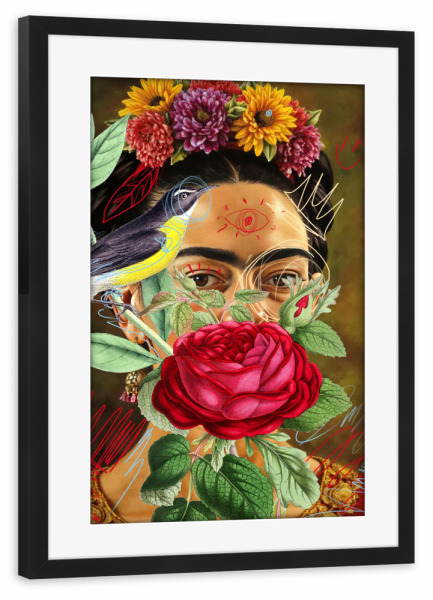 Poster mit Rahmen schwarz "Floral Vision" artboxONE - Abstrakt