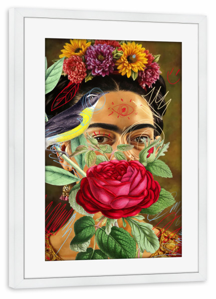 Poster mit Rahmen weiß "Floral Vision" artboxONE - Abstrakt