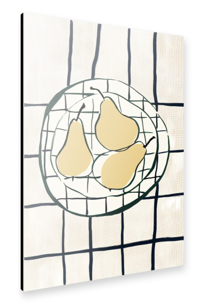 Alu-Dibond "Birnen auf Karomuster" 30x20 cm artboxONE