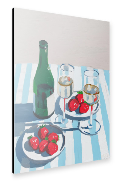 Alu-Dibond "Erdbeeren und Champagner" 30x20 cm artboxONE