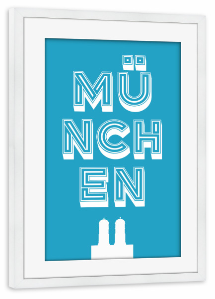 Poster mit Rahmen weiß "Munich Typo" artboxONE - Städte / München,Typografie