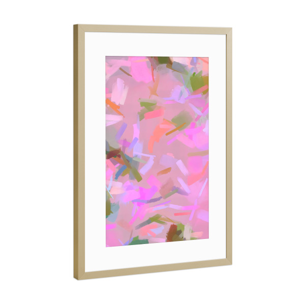 Poster mit Rahmen Gold "Whispers In Pink" artboxONE - Abstrakt - Pink,Brushstrokes,Abstract,Chic,Romantic,Eclectic,Feminine