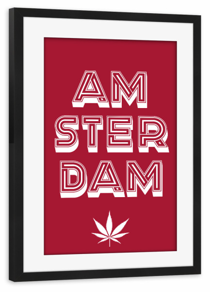 Poster mit Rahmen schwarz "Amsterdam Typo" artboxONE - Typografie,Städte / Amsterdam