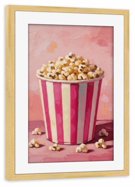 Poster mit Rahmen kiefer "Popcorn Malerei Küchendekoration" artboxONE - Essen & Trinken,Comic