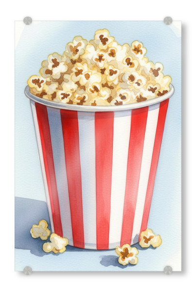 Acrylglasbild "Popcorn -Aquarell" artboxONE - Film,Essen & Trinken