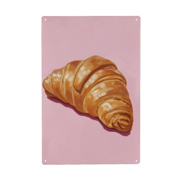 Metall Poster "Französisches Croissant -Gemälde" artboxONE - Essen & Trinken