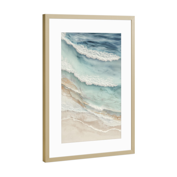Poster mit Rahmen Gold "Küste in Wellen Bewegung" artboxONE - Natur,Abstrakt,Reise / Strand und Meer