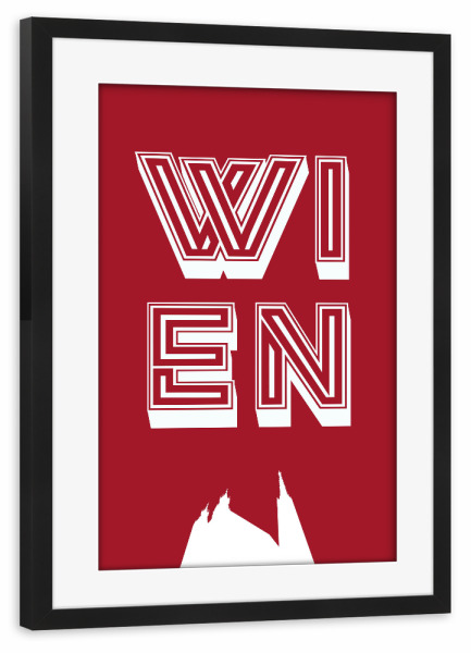 Poster mit Rahmen schwarz "Wien Typo" artboxONE - Typografie,Städte / Wien