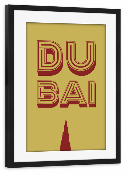Poster mit Rahmen schwarz "Dubai Typo" artboxONE - Typografie,Städte / Dubai