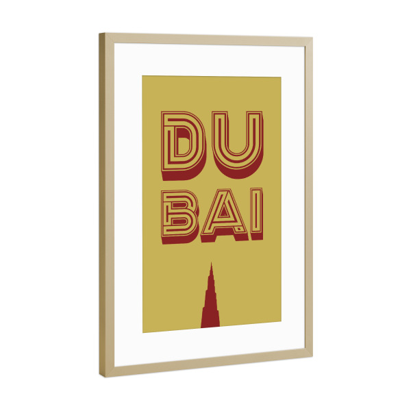 Poster mit Rahmen Gold "Dubai Typo" artboxONE - Typografie,Städte / Dubai