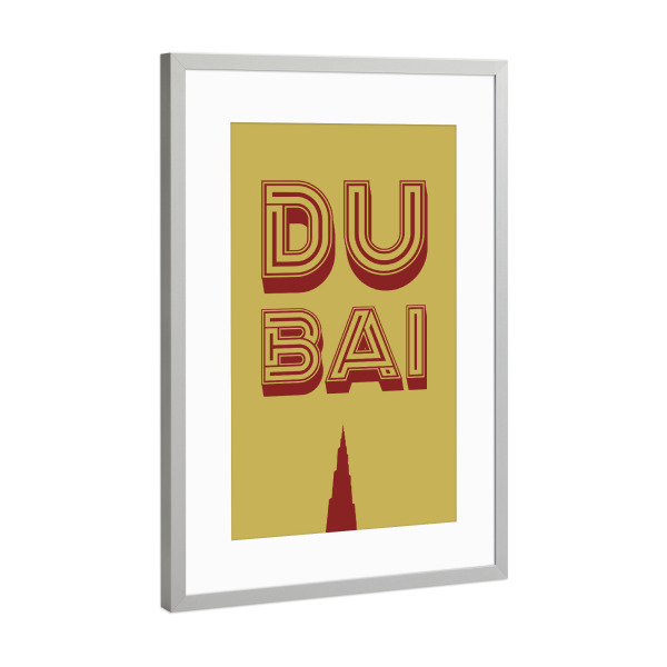 Poster mit Rahmen Silber "Dubai Typo" artboxONE - Typografie,Städte / Dubai
