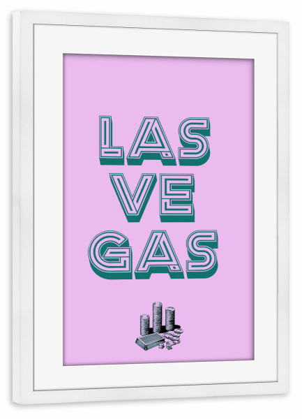 Poster mit Rahmen weiß "Las Vegas Typo" artboxONE - Typografie,Städte / Las Vegas