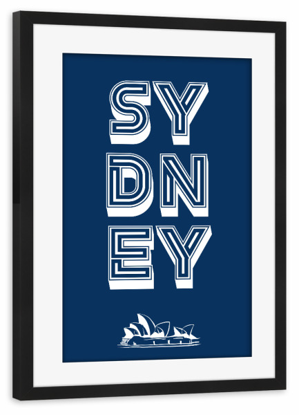 Poster mit Rahmen schwarz "Sydney Typo" artboxONE - Typografie,Städte / Sydney