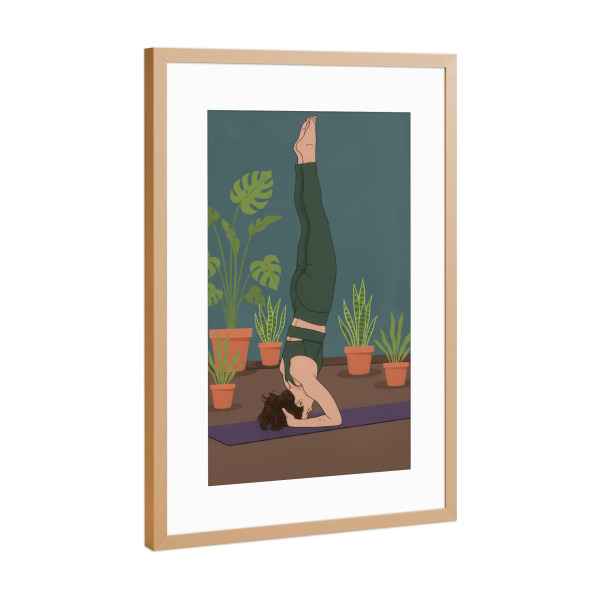 Poster mit Rahmen Kupfer "Sirsasana Yoga Pose" artboxONE - Sport,Sport / Motivation