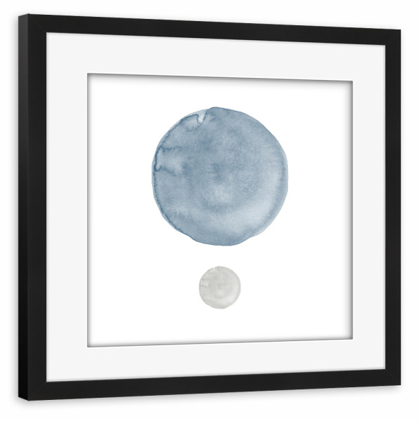 Poster mit Rahmen schwarz "Erde und Mond Wasserfarbe" artboxONE - Natur,Galaxy - Erde,Mond,Galaxie,Minimalismus,Kreise,Ruhe,Entspannung,Meditation