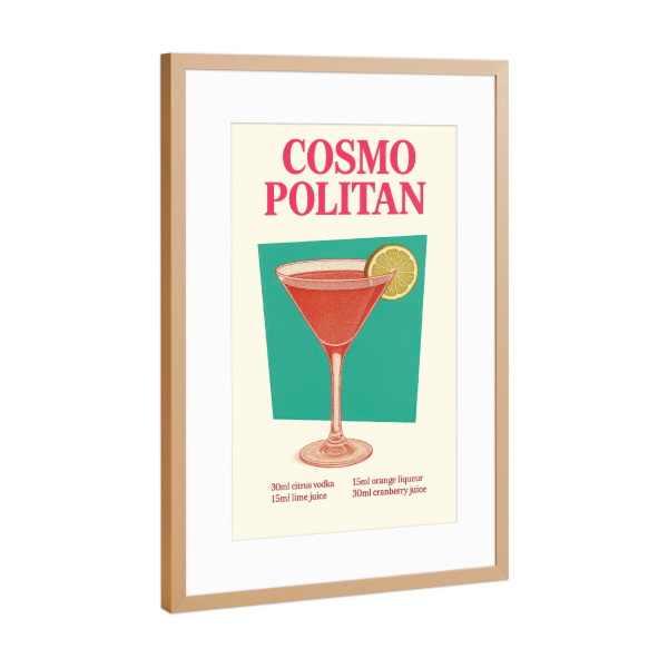 Poster mit Rahmen Kupfer "Kosmopolitan Cocktail Rezept" artboxONE - Natur,Essen & Trinken,Essen & Trinken / Alkohol